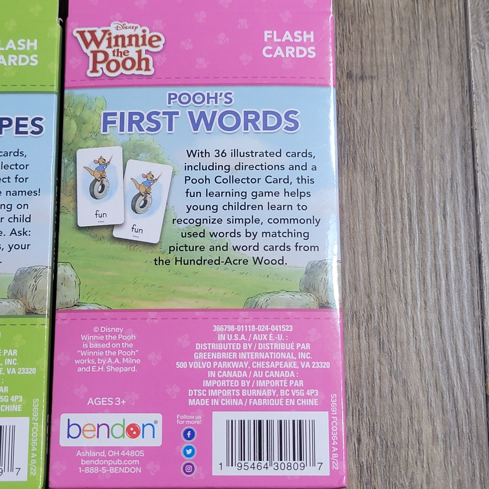 Winnie the Pooh Learning Flash Cards First Words/Colors & Shapes Lot Of 2
