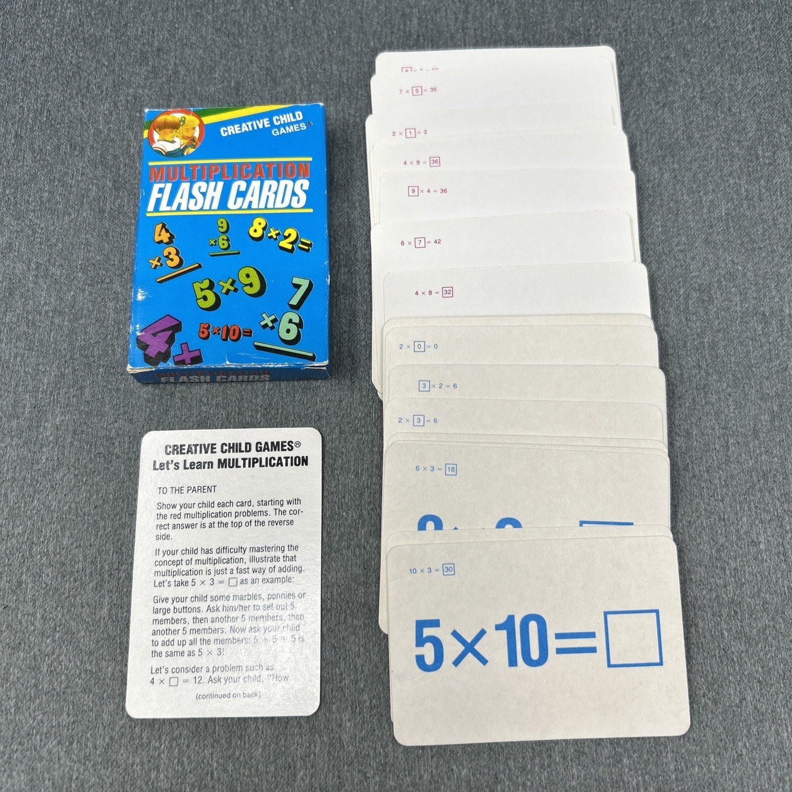 VTG 1993 Multiplication Flash Cards Creative Child Double Sided Learning Set