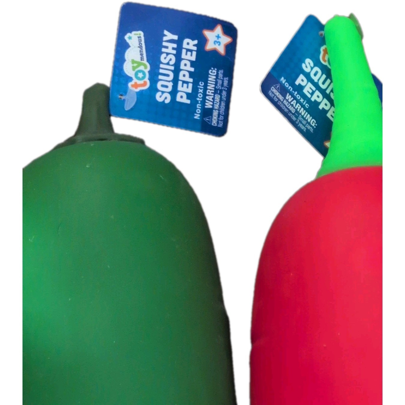 Jumbo Squishy Green & Red Pepper Toymendous 12.5” 2 Piece Set Stress Toys NEW