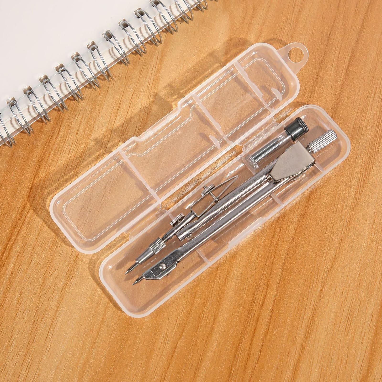 Protractor and Compass Set Silver Geometry Drawing Math School Tool Kit Supplies