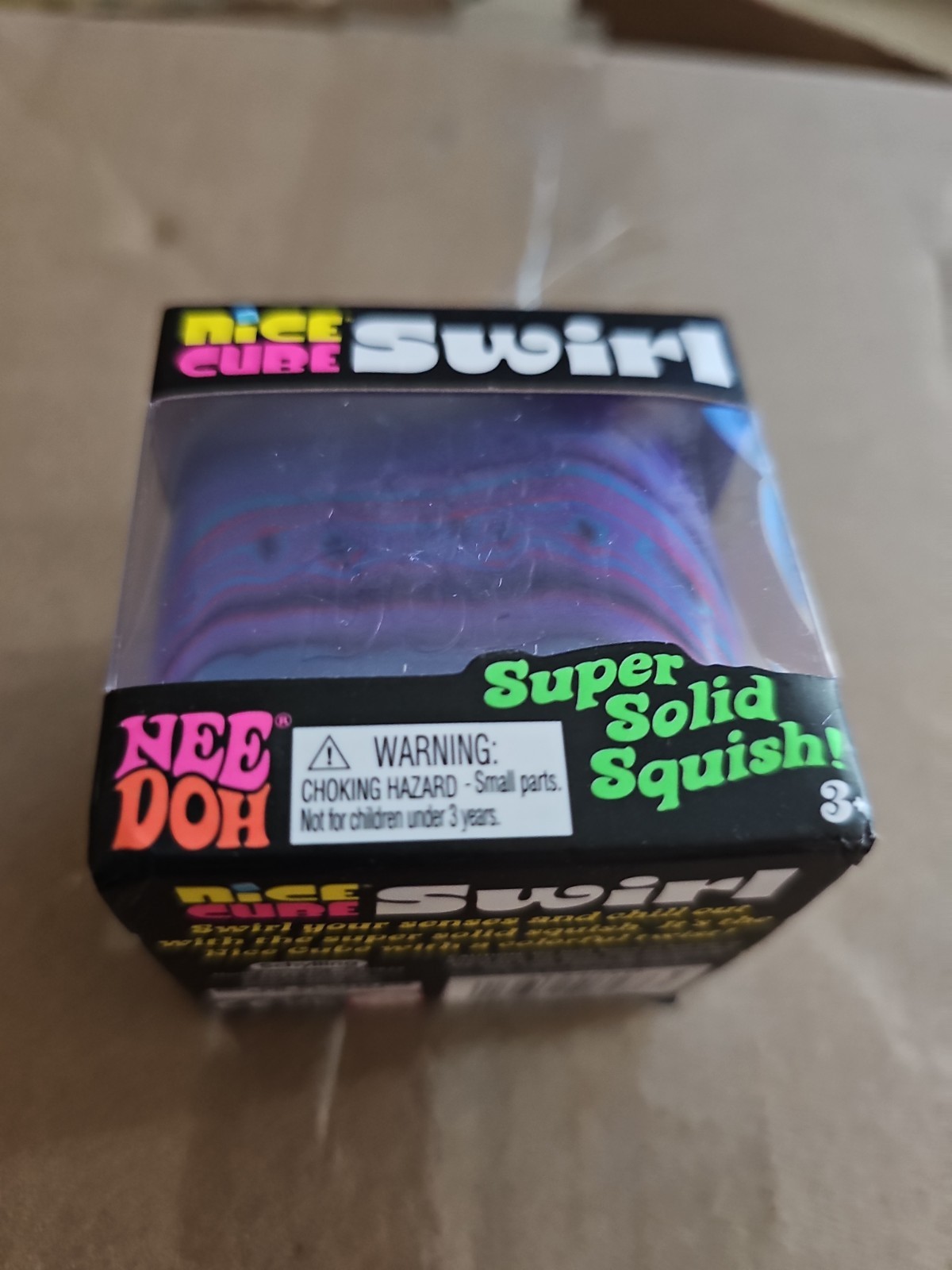 Nee Doh Nice Cube Swirl Super Solid Squish Purple Pink Blue Ages 3-4 Years 3+
