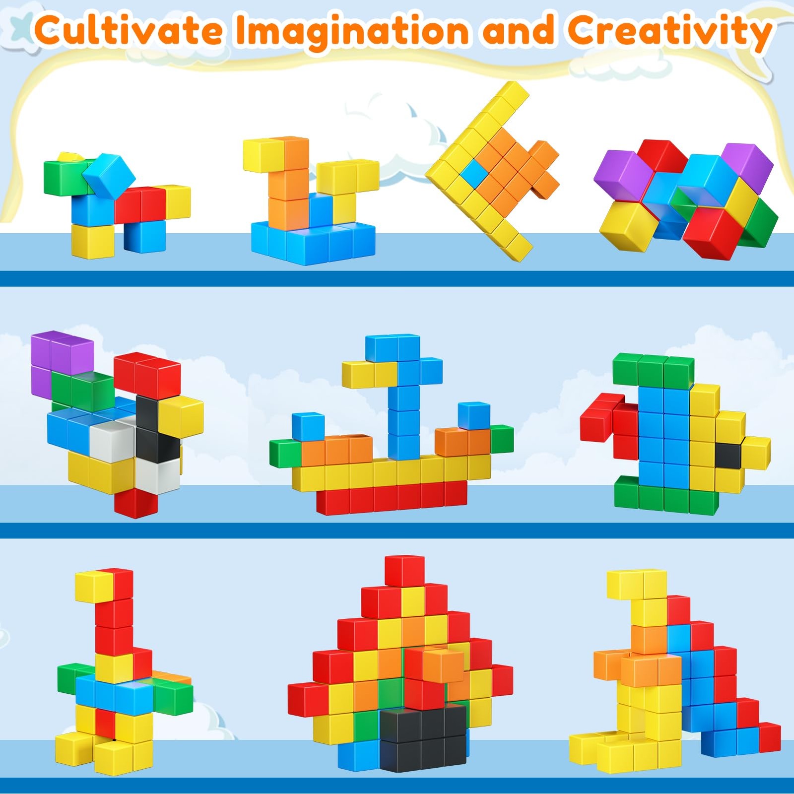 Magnetic Blocks,32PCS Building Blocks for Small, Multi-color