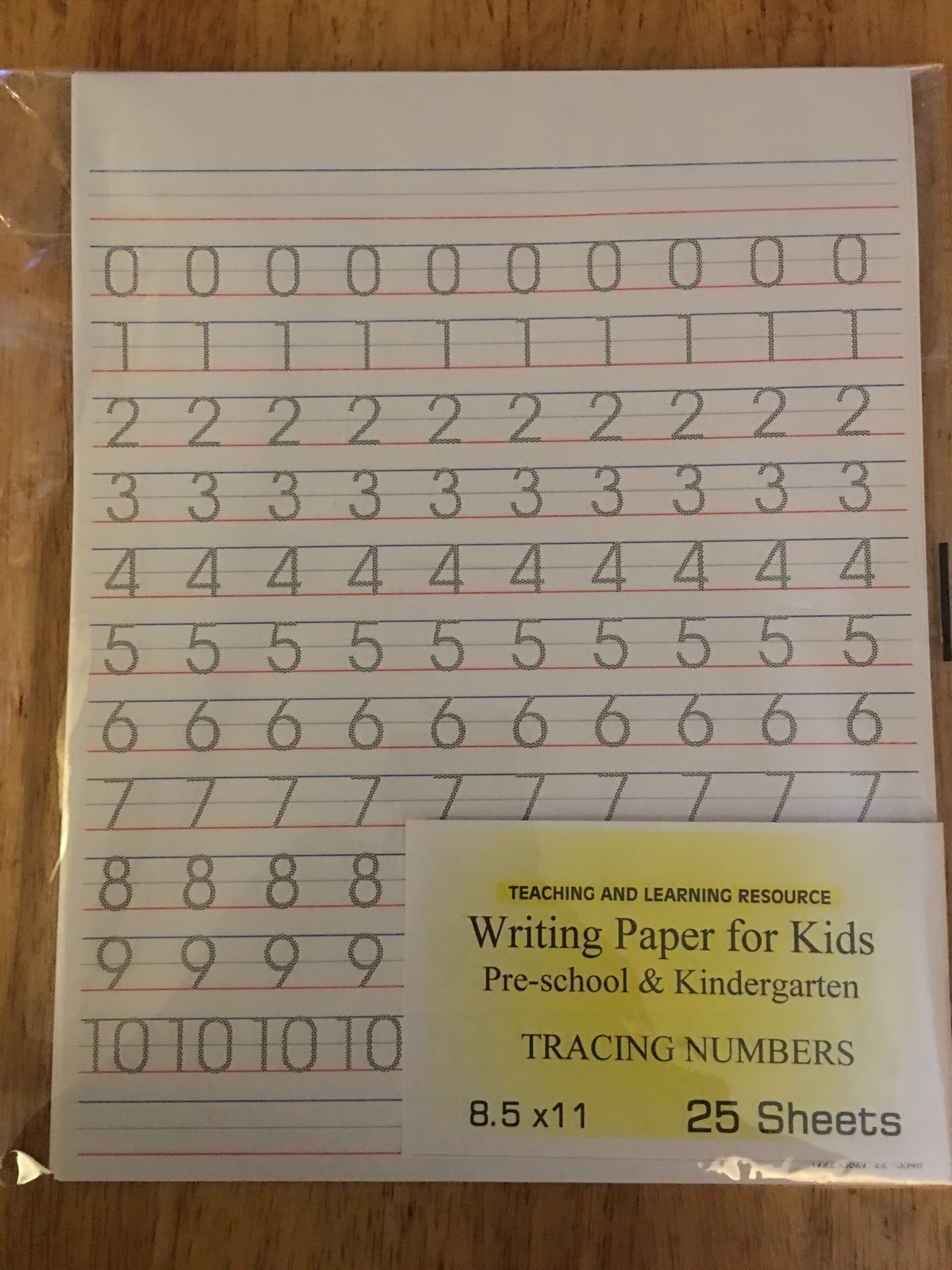 Writing Paper for Kids – TRACING NUMBERS – 11X 8.5 in, 20 lb, 25 sheets