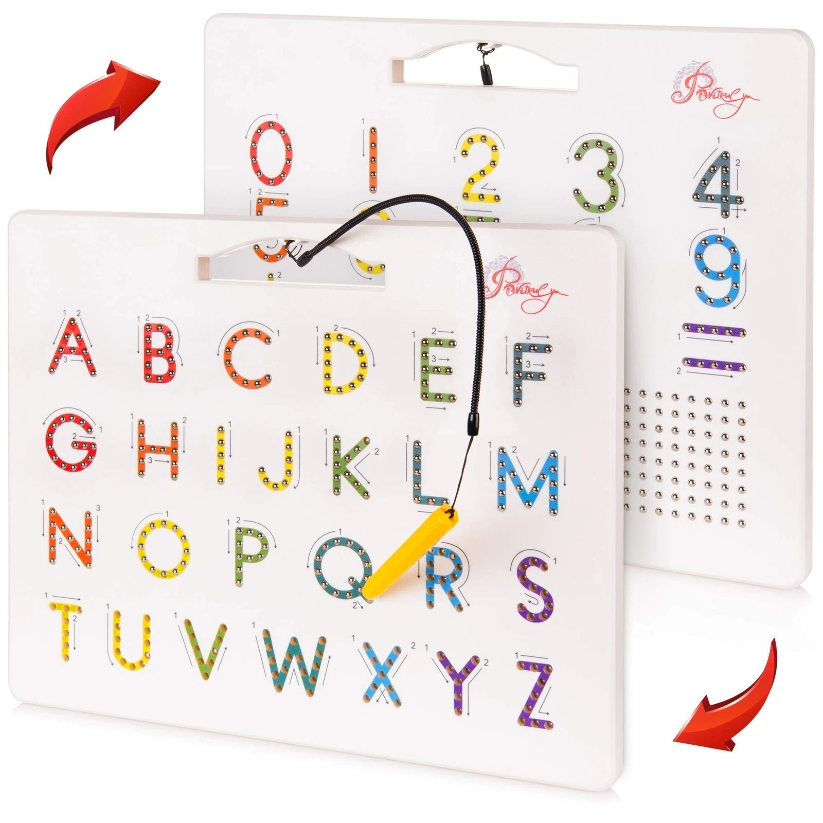 Magnetic Alphabet Tracing Board – Double Sided Letters & Numbers Magnetic Tracin