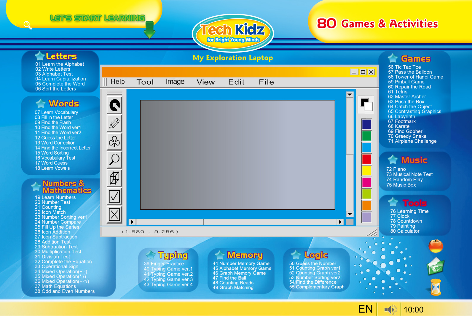Tech Kidz Toy Computer Laptop Computer 80 Challenging Learning Activities (Blue)