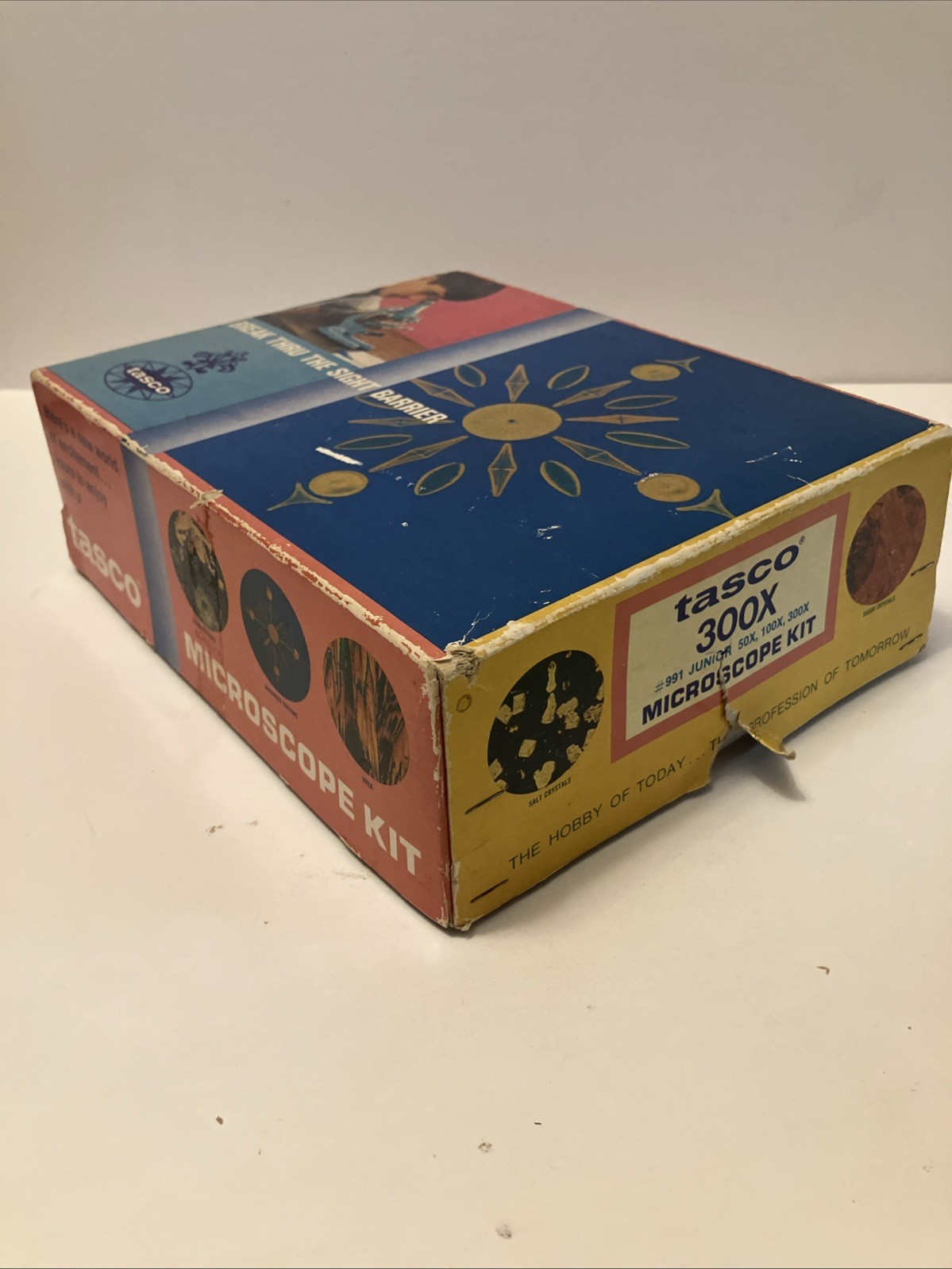 1960’s-70’s ear TASCO #991 Junior 50x, 100x, 300x turquoise microscope in box