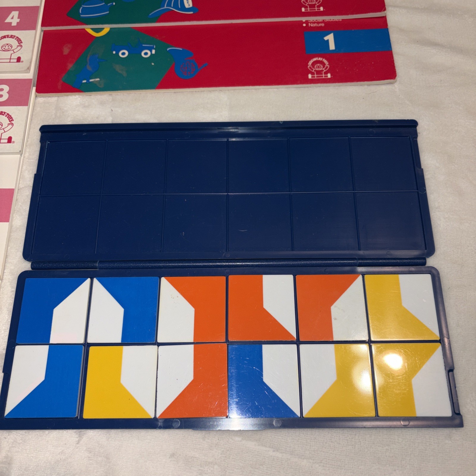 Vtg Discovery Toys Think-It-Through Learning Set Tiles & Books Homeschool