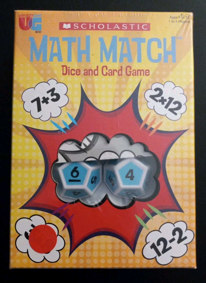 New University Games Scholastic MATH MATCH Dice and Card Game Educational 5 -12
