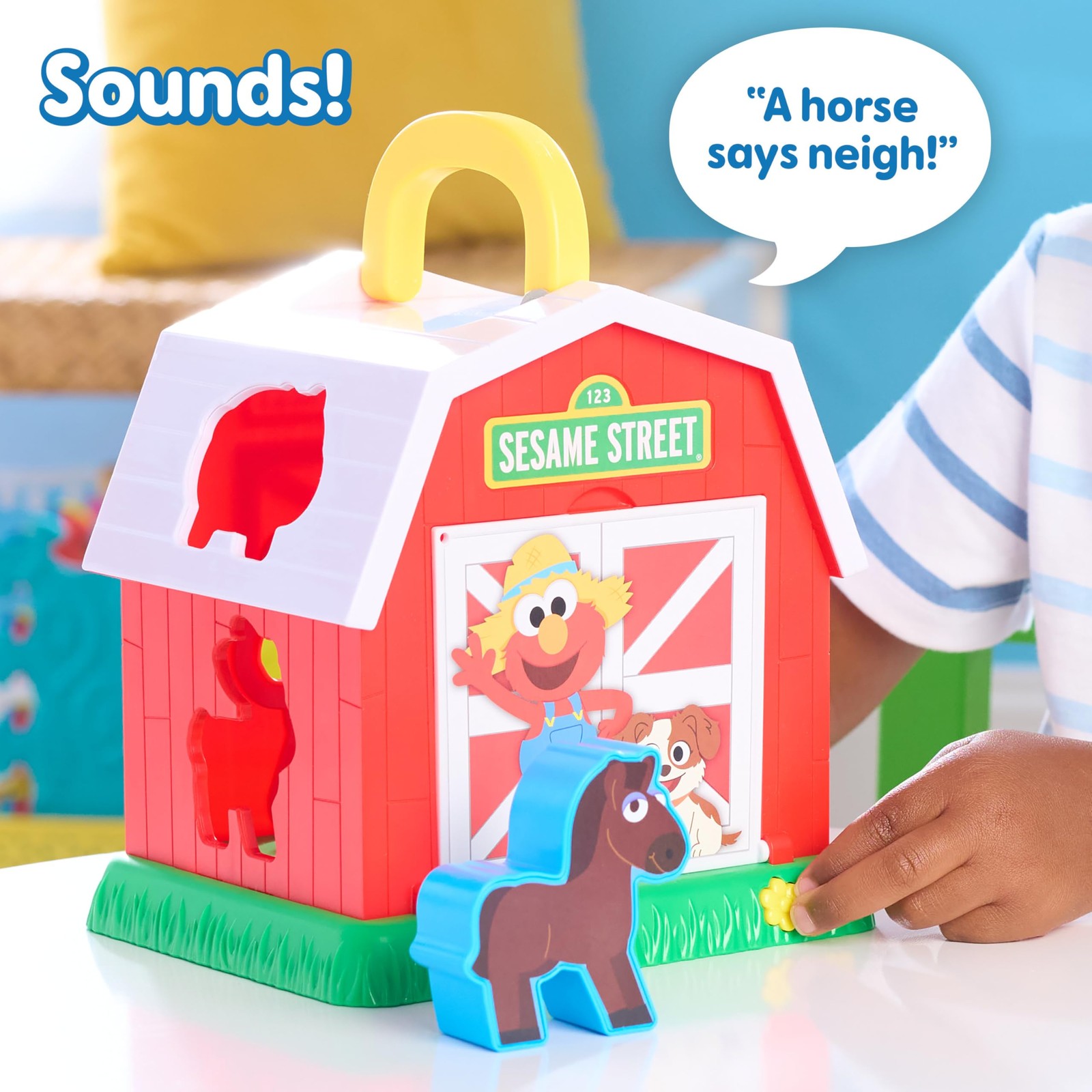 Sesame Street Elmo’s Learn & Sort Barn with Music and Small, Multi-color