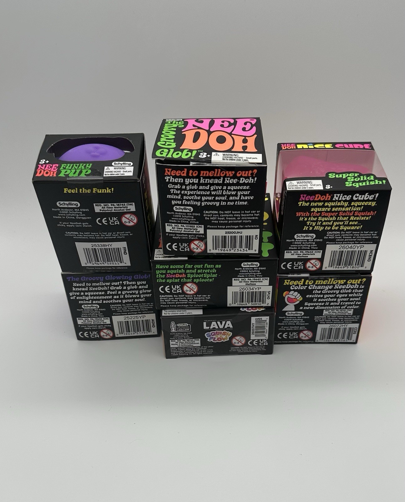 Schylling NeeDoh Glob Nice Cube Color Splat Pup Glow Lava lot of 7