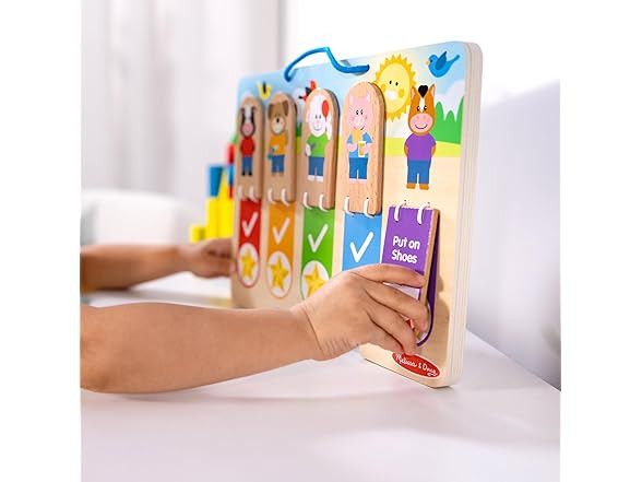 Melissa & Doug Wooden My Daily Routine Chart Hands On Learning Night Day