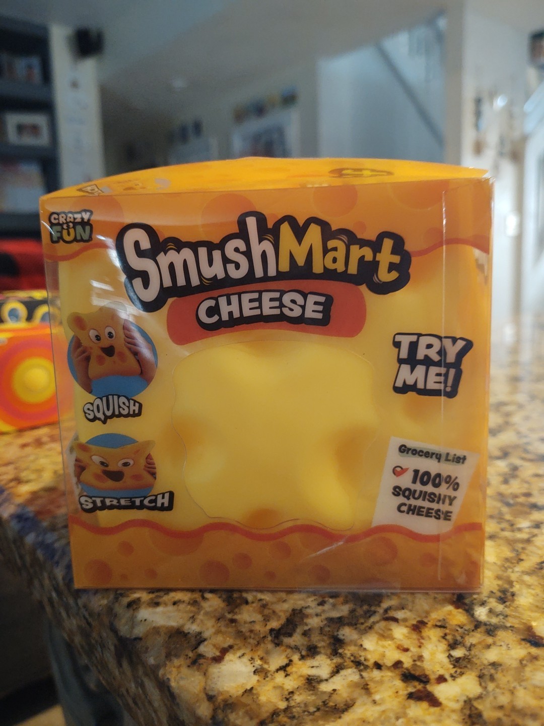 NEW Crazy Fun Smush Mart XL Cheese Squishy Toy – Food Fidget Squeeze Stress Ball
