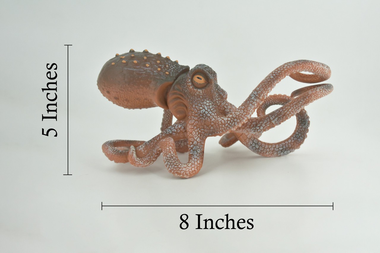 Octopus Toy, Hand Painted, Rubber Realistic Toy, Model, 8 Inches CH1000BB219