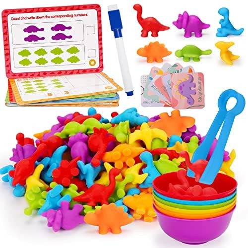 Counting Dinosaurs Montessori Toys for 3 4 5 Years Old Boys Small, 6 Bowls