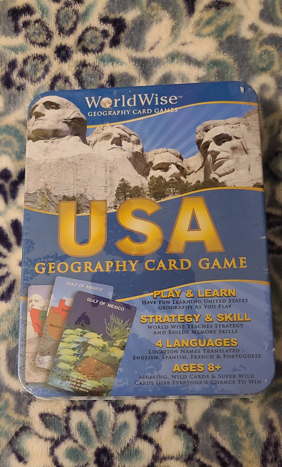 “World Wise USA Geography Card Game” America US Edition Tin Case 8+ New 2009
