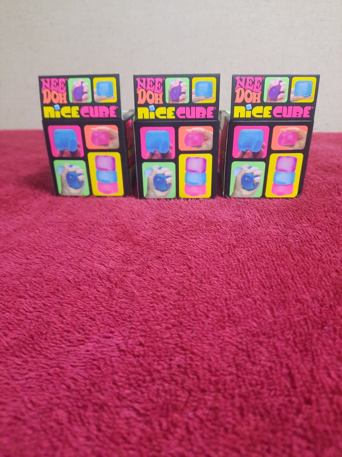 NeeDoh Nice Cube Super Solid Squish! Blue Pink Purple Lot Of 3 New In Boxes