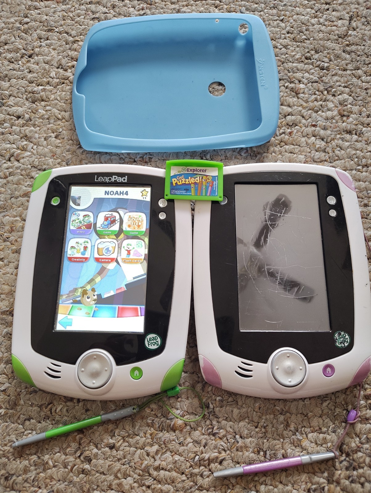 2 LeapFrog LeapPad Explorer Green 5″ LCD Learning Tablet Game Cable Tested