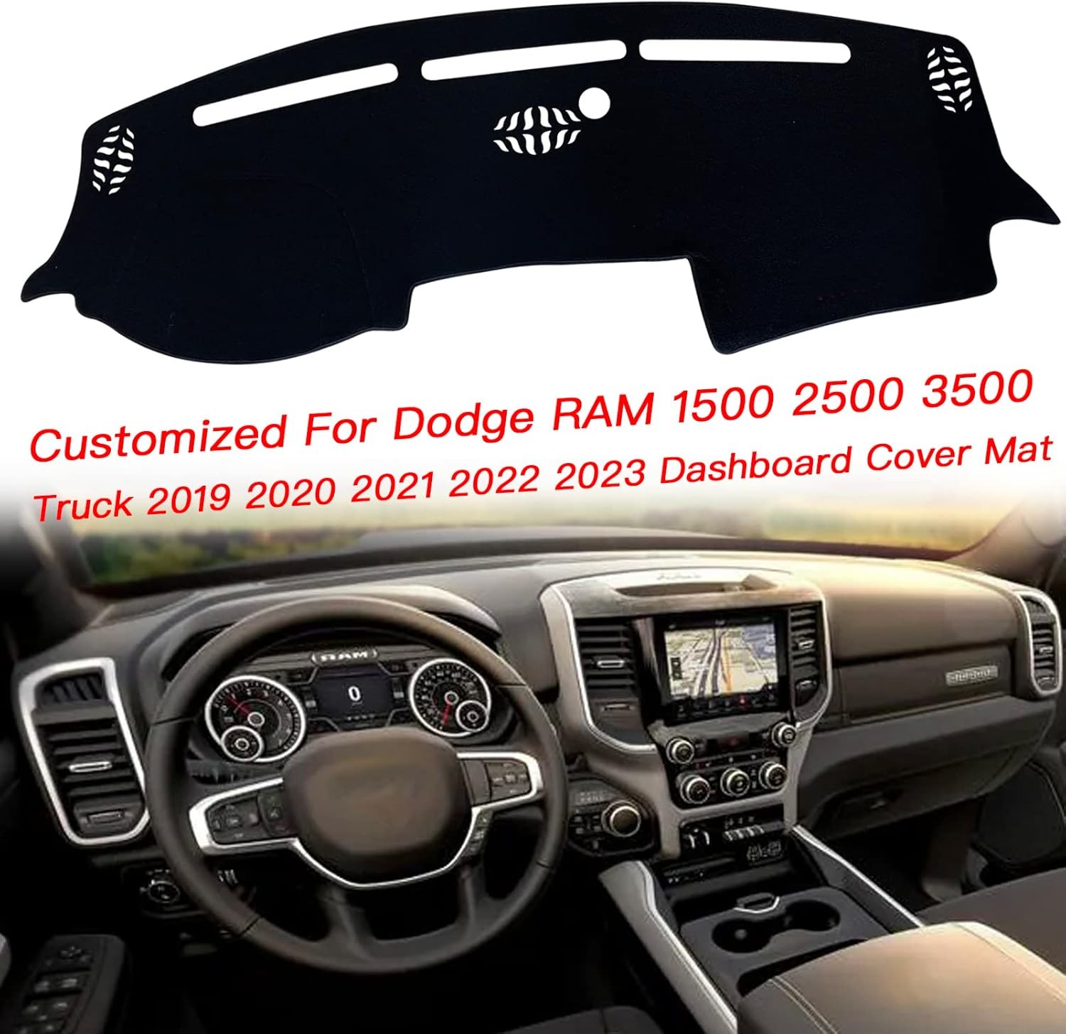 Dash Mat Cover Custom Interior Center Console Compatible with Dodge Ram 1500 250