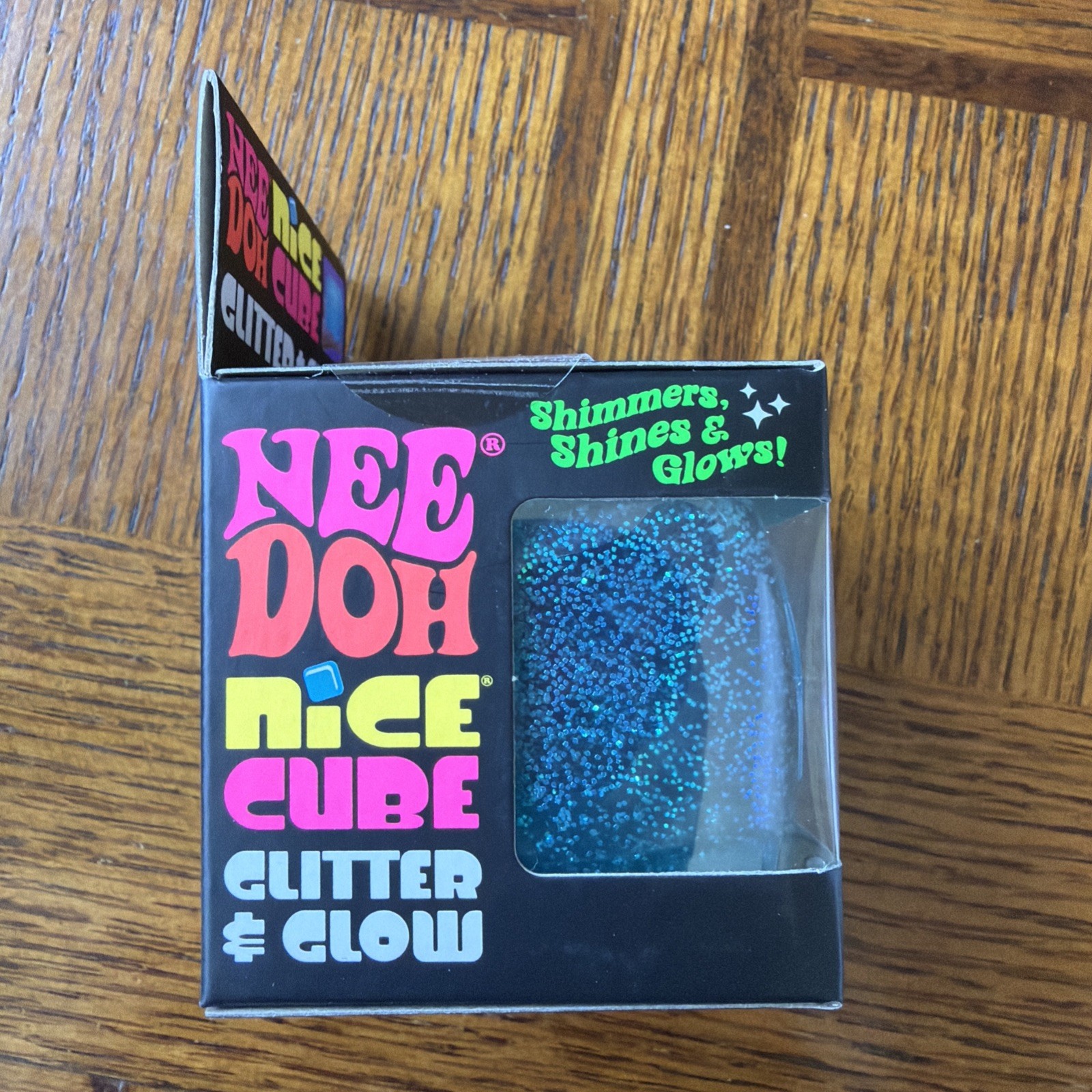 Schylling NeeDoh Blue Nice Cube Glitter & Glow Super Solid Squishy Toy Sensory