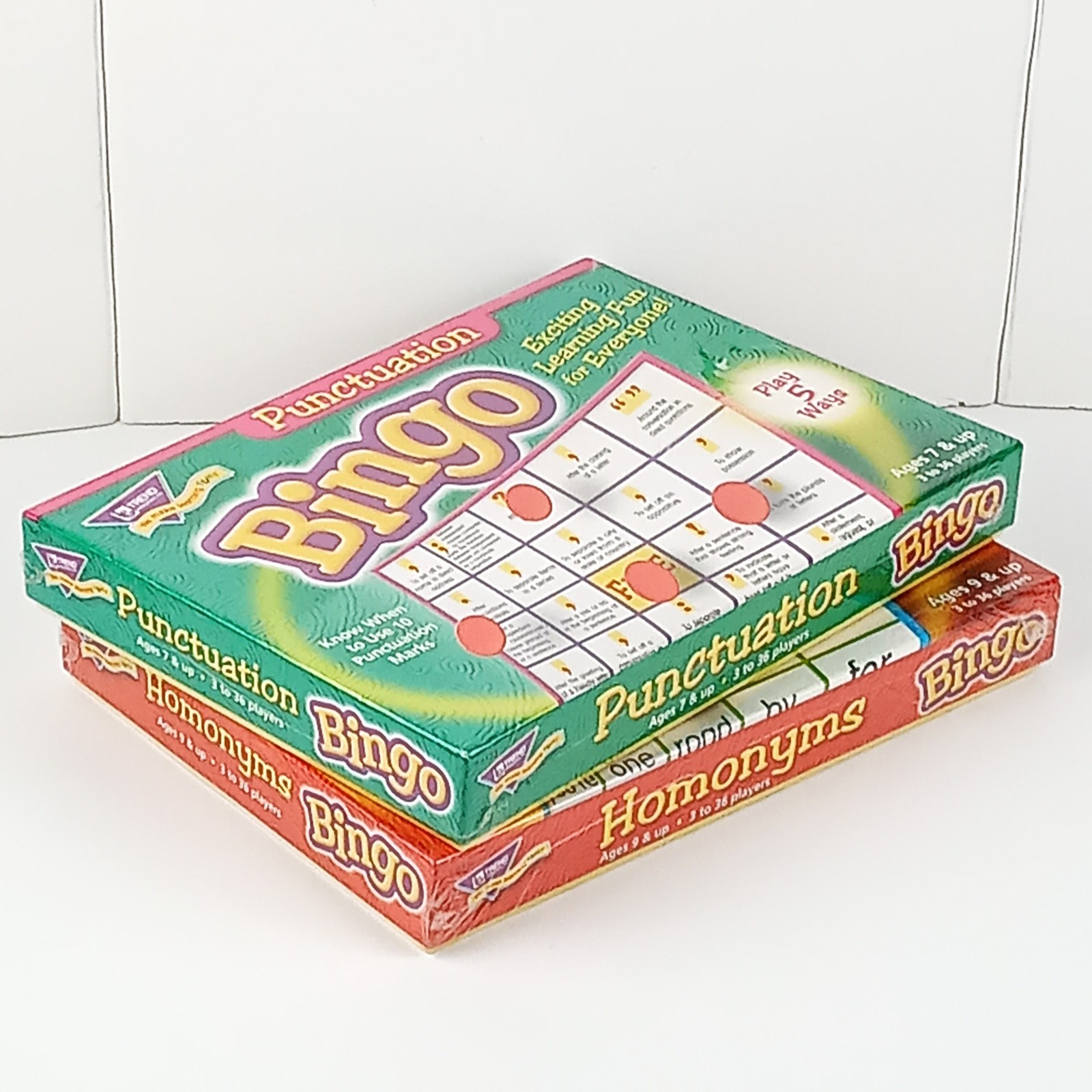 Educational Bingo Games Trend Enterprises Lot of 2 Homonyms and Punctuation New