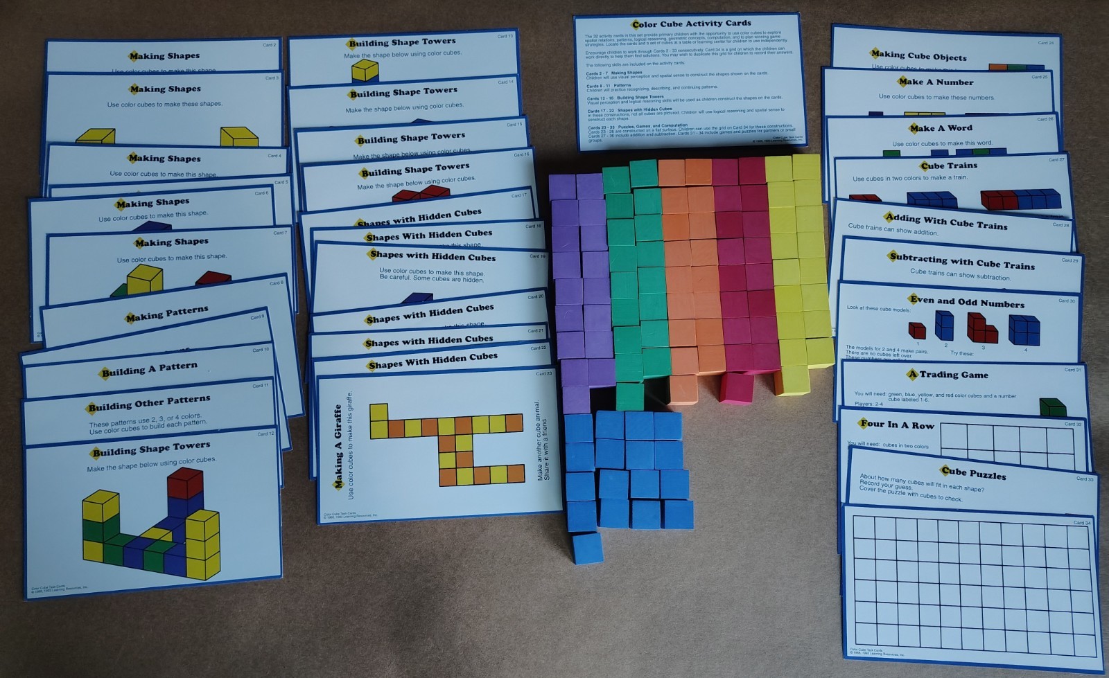 Learning Resources Color Cube Activity Task Cards 102 FOAM Quiet Shape Cubes