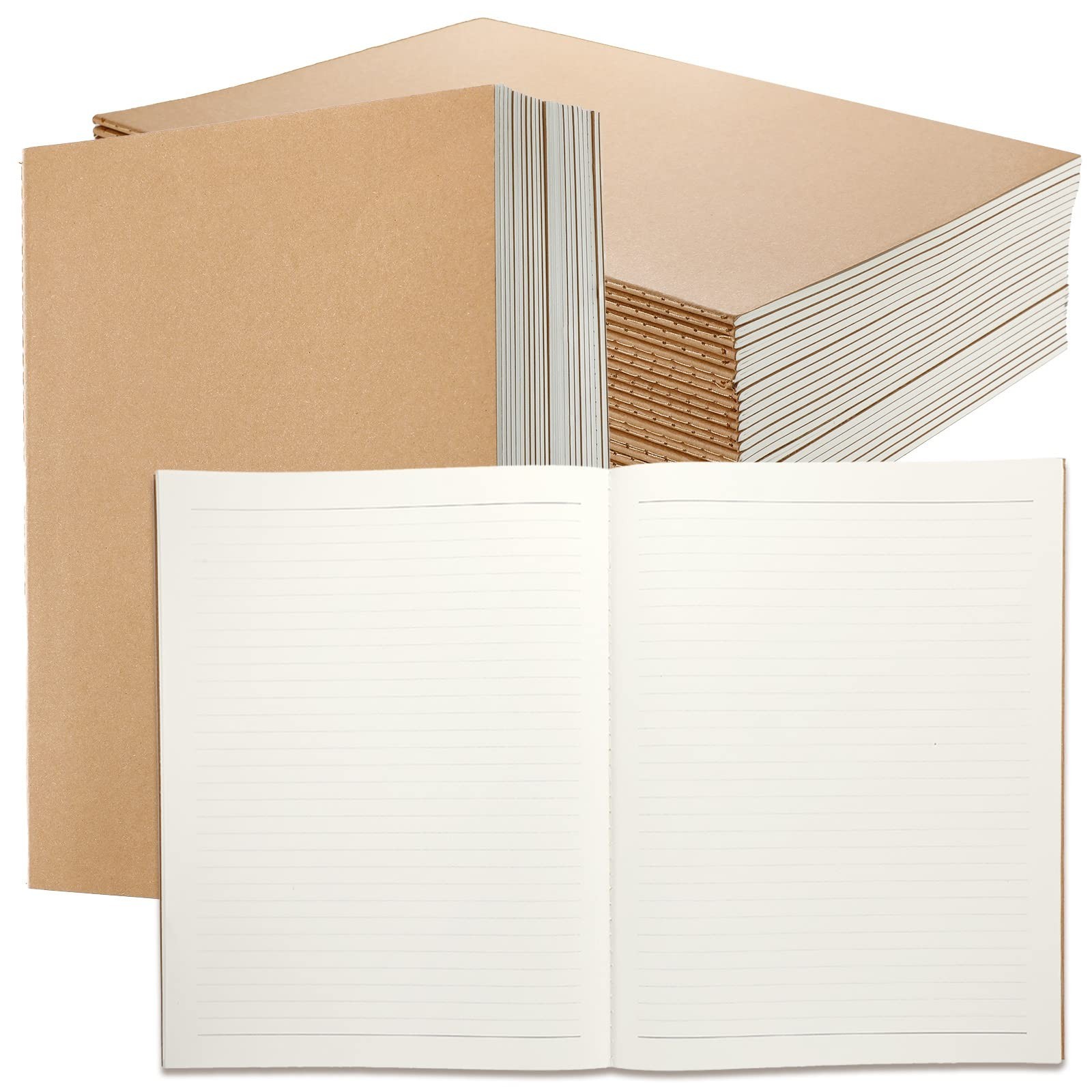 Lincia 24 Pack Large Kraft Notebooks Bulk, 8.5 x 11 Inch College Ruled A4 Sub…