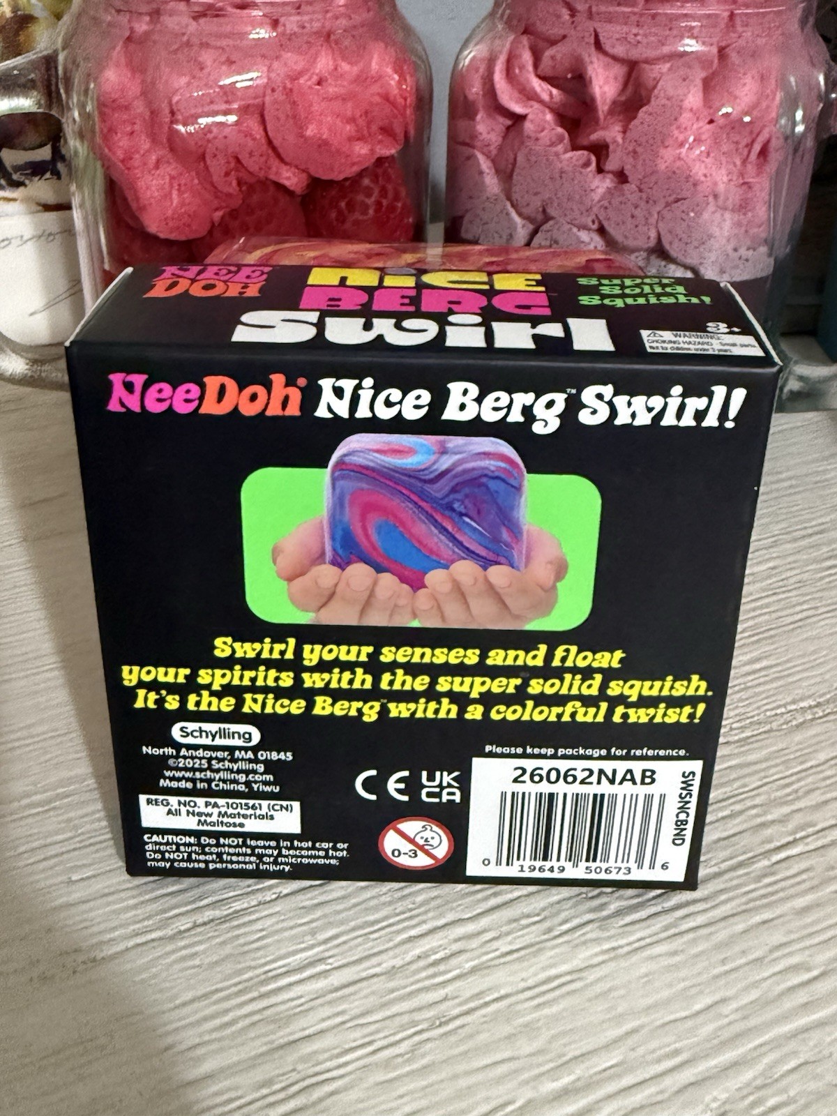 NeeDoh Nice Berg Swirl XL Giant Nee Doh Squishy Swirl Cube Orange Pink Yellow