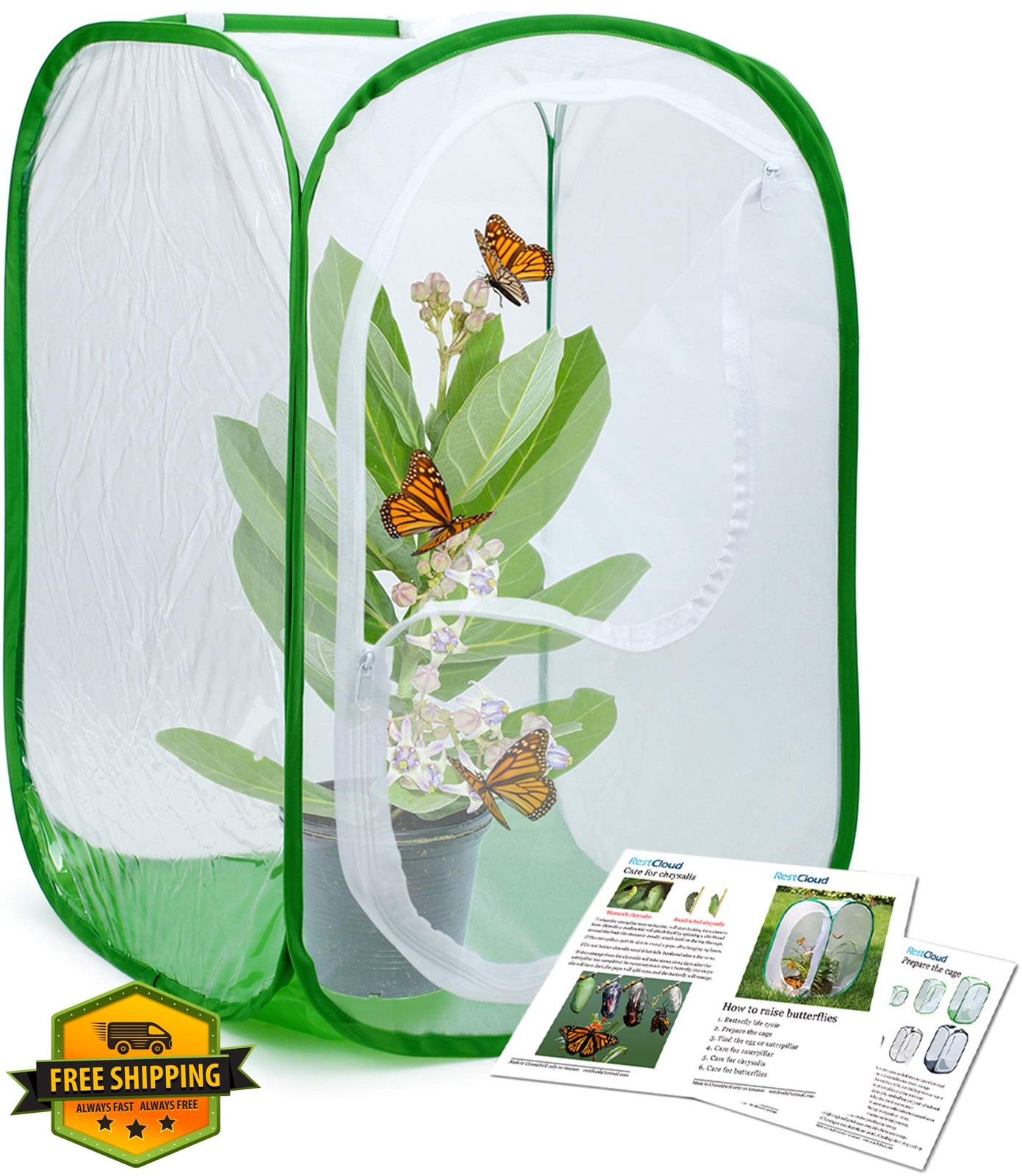 RESTCLOUD Green Butterfly Insect Habitat Cage 15.7×23.6″