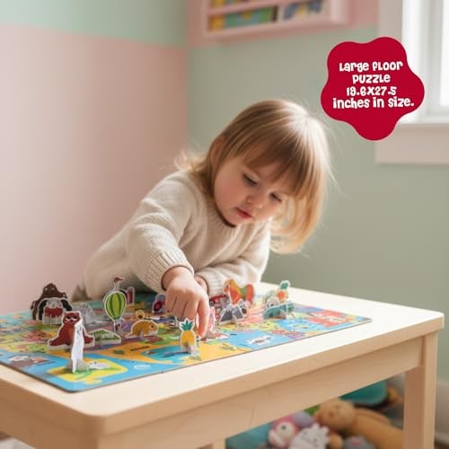 Dinomini Giant USA Map Puzzle for Kids – with Interactive Standing Usa Map