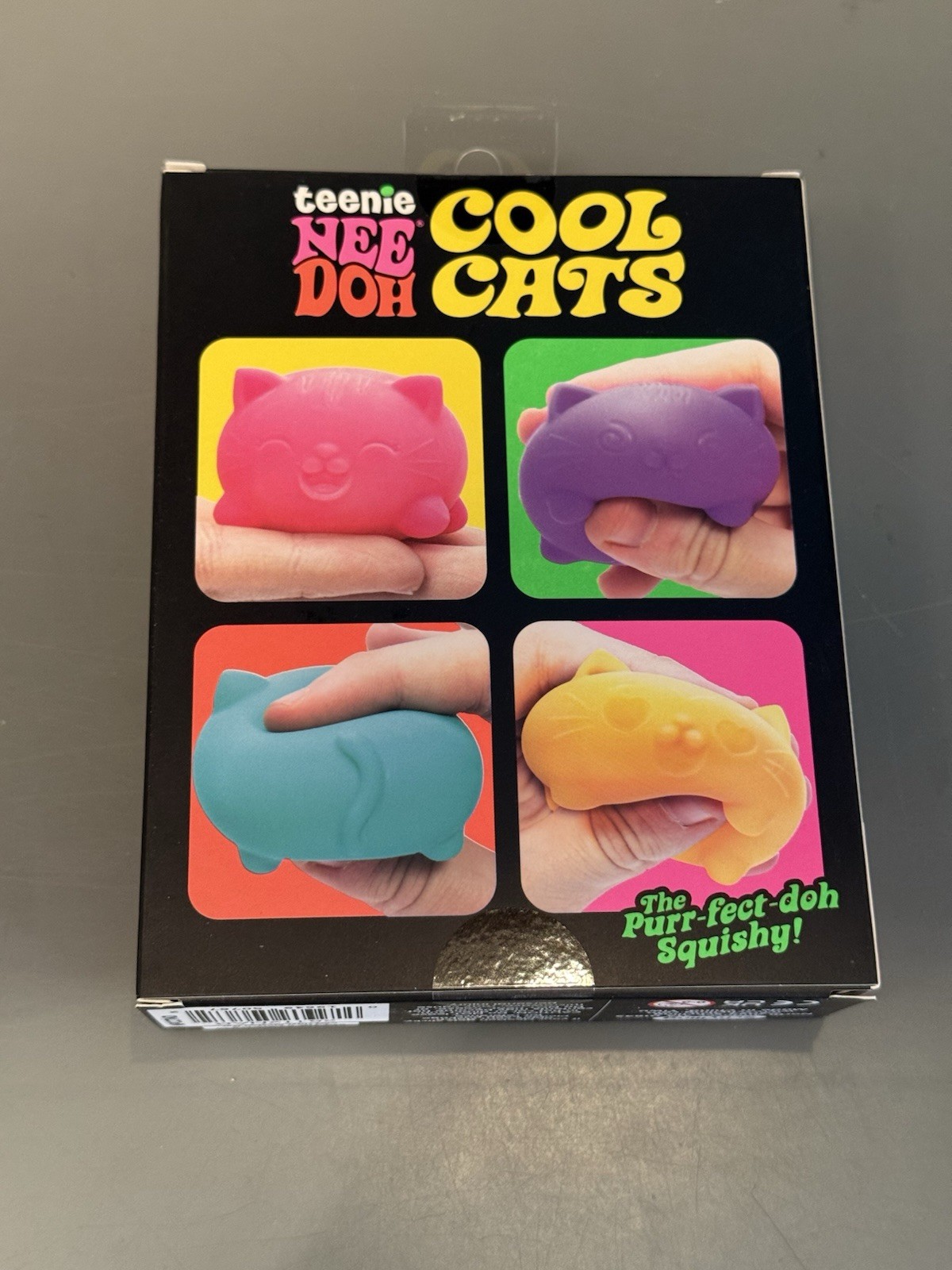 Nee Doh NIB Authentic Teenie Cool Cats 4 Colors Pink Purple Green Orange HTF ▶️