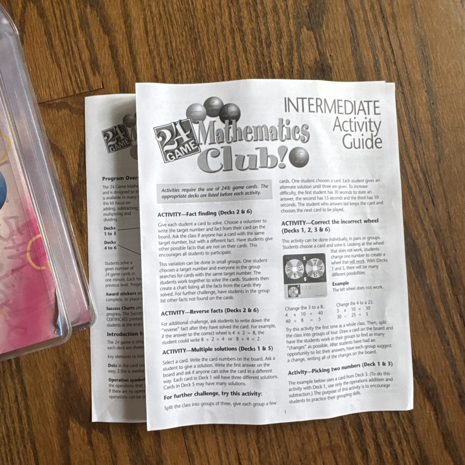 Math 24 Game Club Classroom Kit Intermediate Lot Single Double Practice Pack