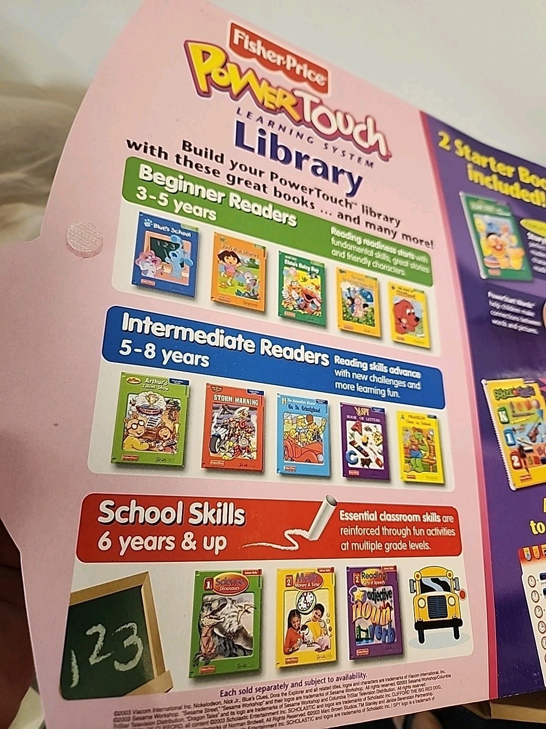 FISHER-PRICE Pink Purple POWER TOUCH Learning System W/2 Books SESAME STREET