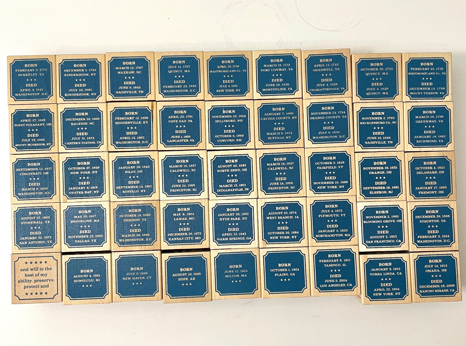 Uncle Goose Presidential Presidents of United States USA Wood Blocks Set Wooden