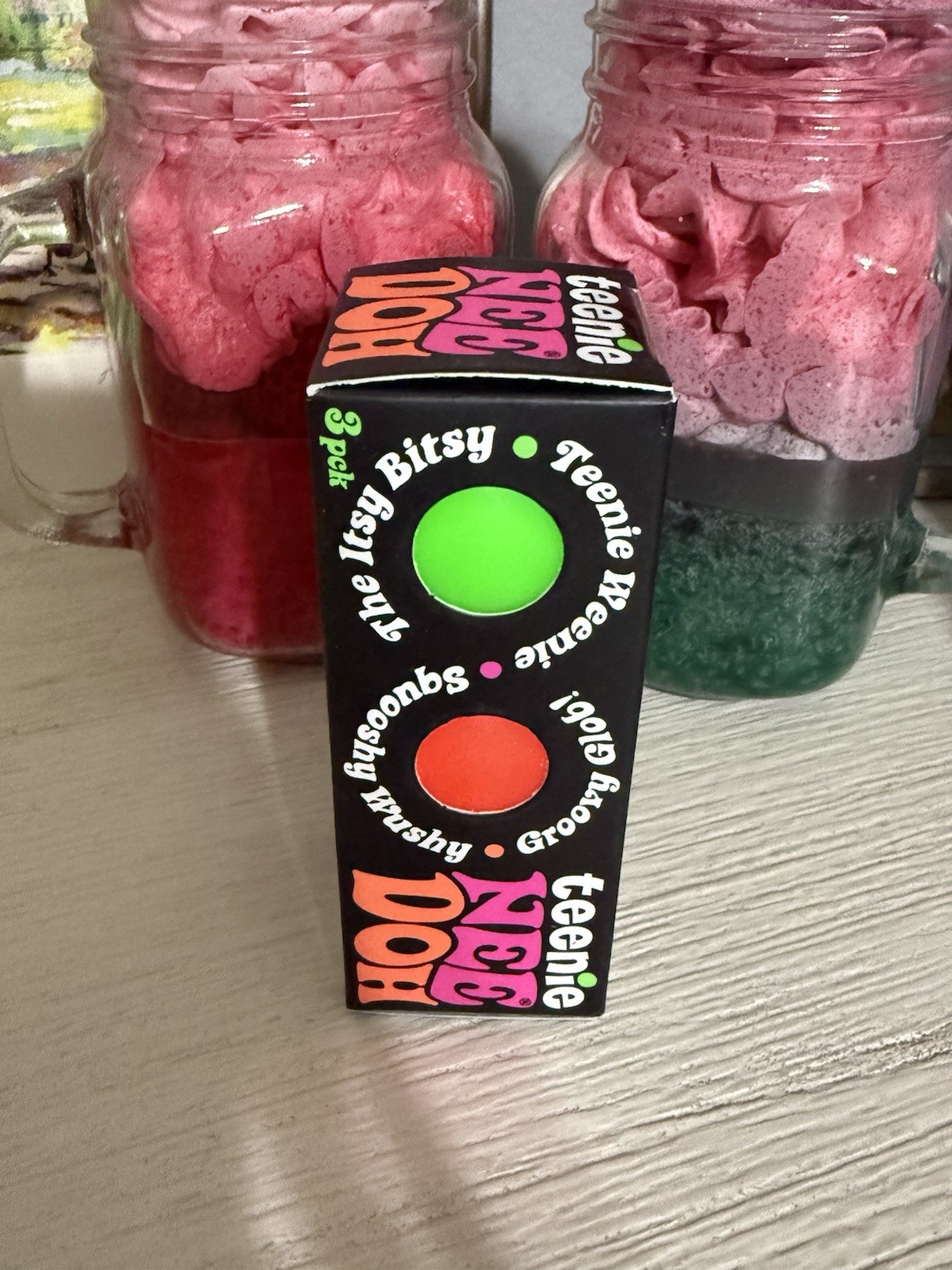 NEW Teenie NeeDoh 3 Pack Squishy Stress Toy Groovy Glob Green Red Pink
