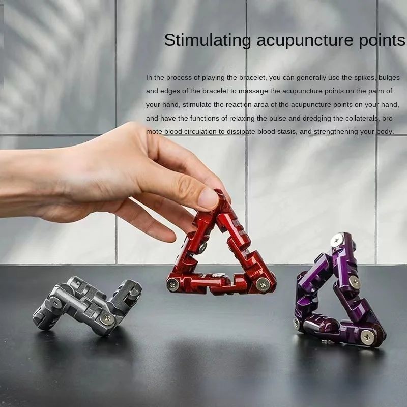 Infinite Flip Chain Fidget Toy – Metal Alloy Stress Relief Desk Bracelet for Adu