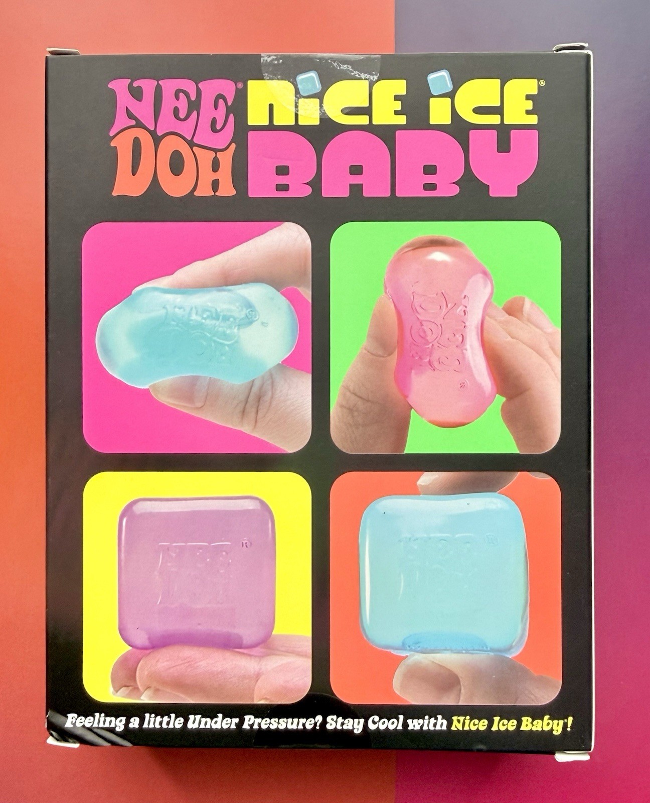 NeeDoh Nice Ice Baby 4 pack, Set of Four Nee Doh Mini Nice Cube Pink Blue Purple