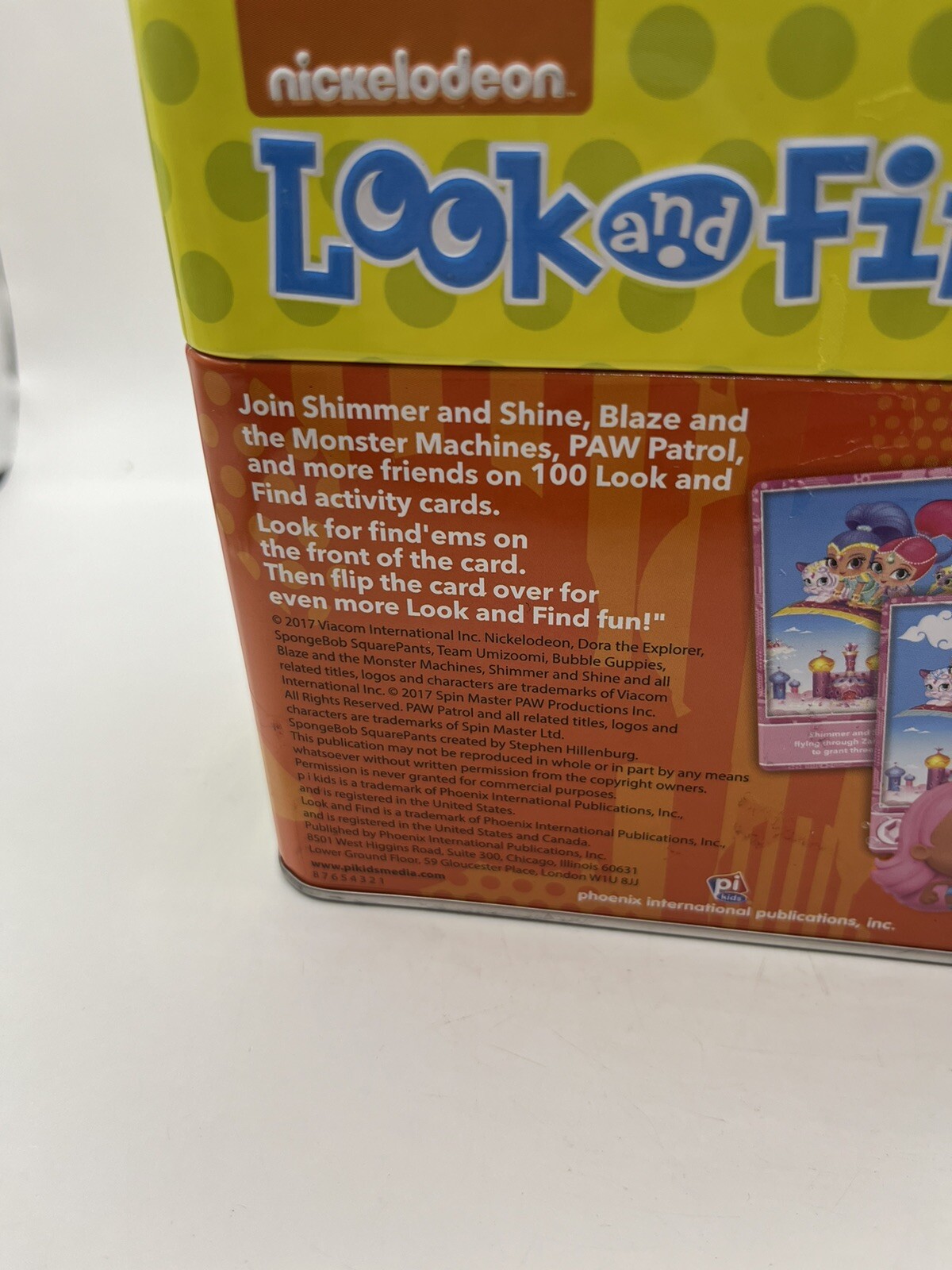 Nickelodeon Look and Find Fun Activity Tin Set Bubble Guppies Paw Patrol As New