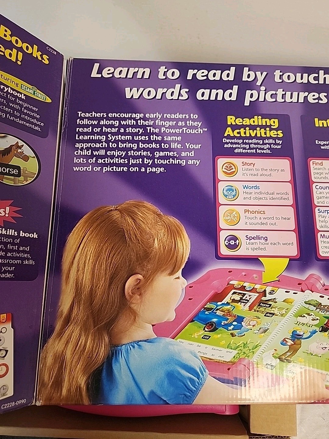 FISHER-PRICE Pink Purple POWER TOUCH Learning System W/2 Books SESAME STREET