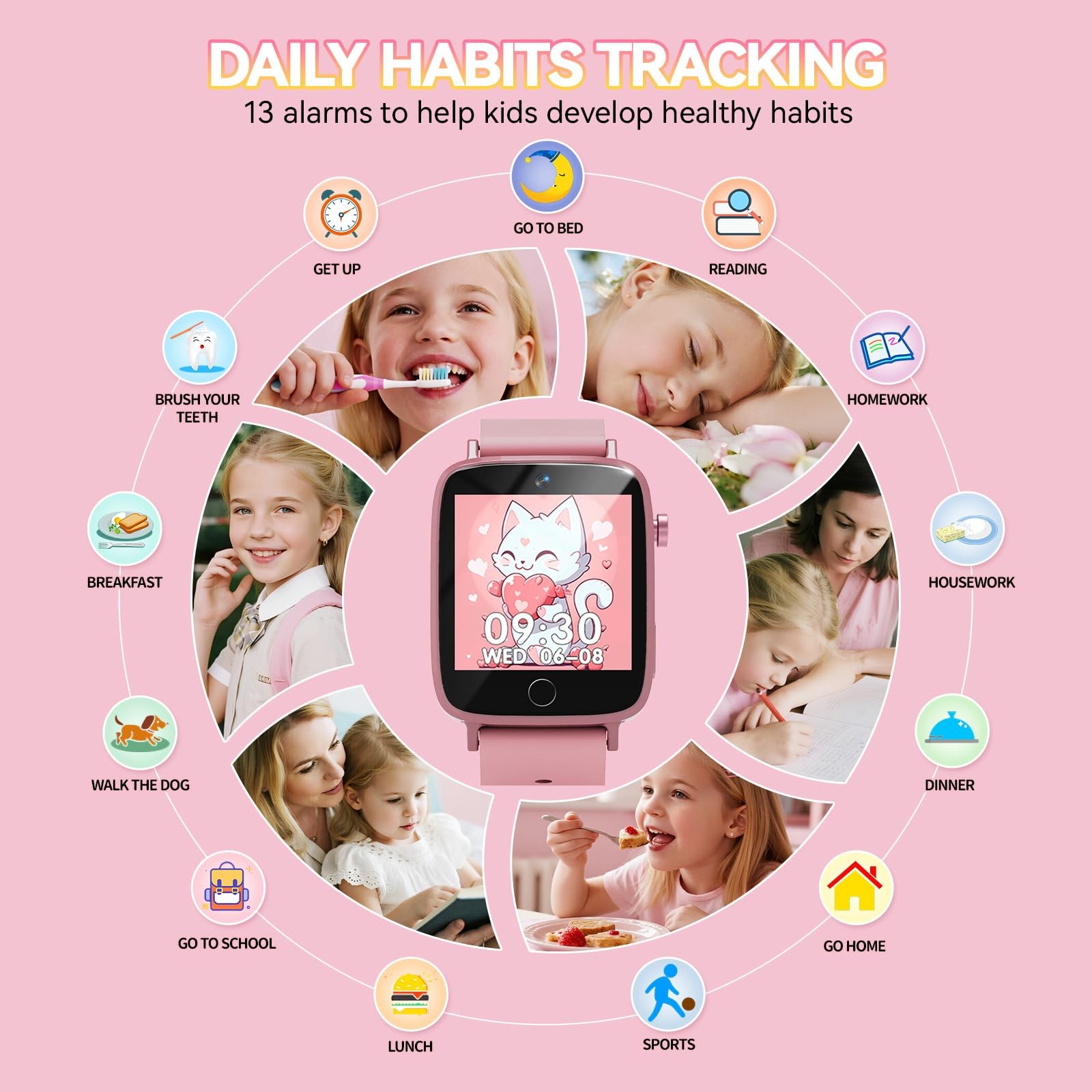 Kids Watch for Girls 4 5 6 7 8 9 10 Years Old Gifts, Smart Watch for Kids with 2