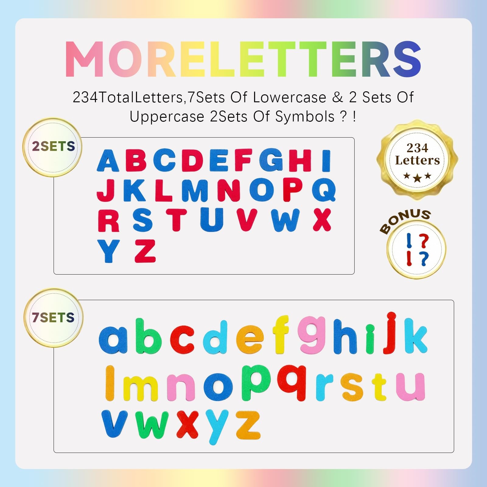 Classroom Magnetic Alphabet Letters ABC Magnets for Toddlers Large, Colorful