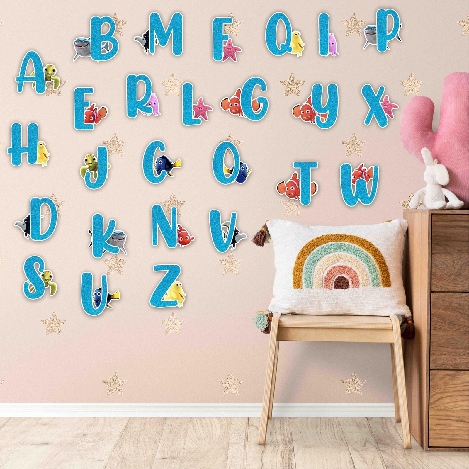 Findng Nmo Alphabet Wall Stickers A to Z – Educational Ocean Theme Vinyl W