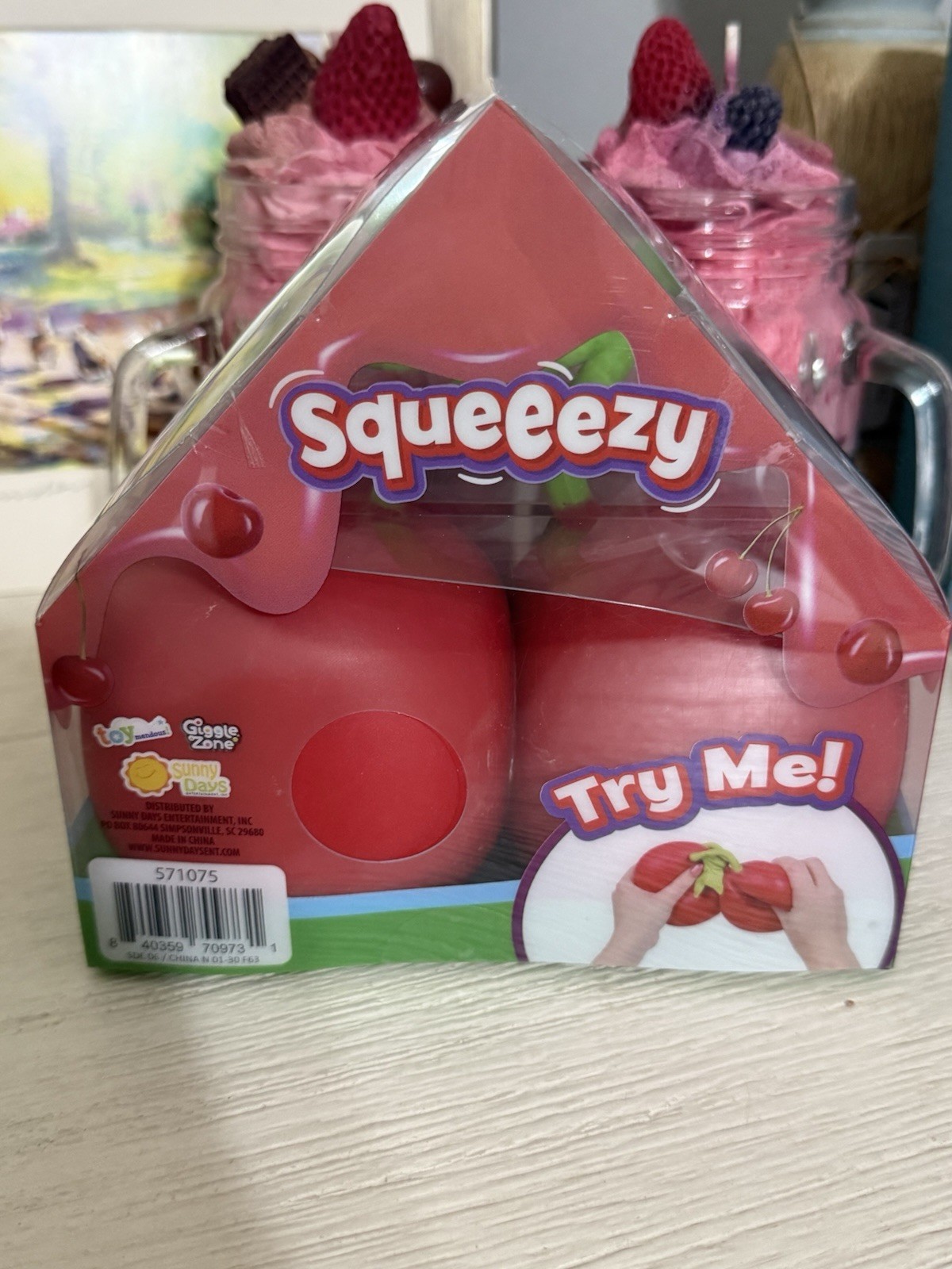 NEW Squishy Sunny Days Toymendous Red Cherries 5.5 Inch Squeezy Cherry Viral