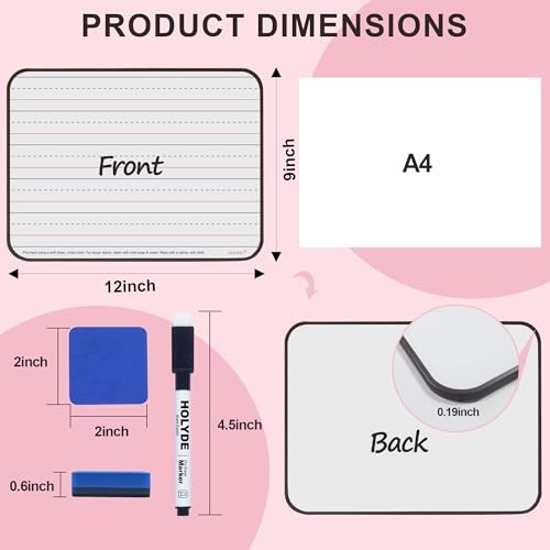 Dry Erase Boards 6 Pack, Double Sided Magnetic Small Whiteboards with Lines