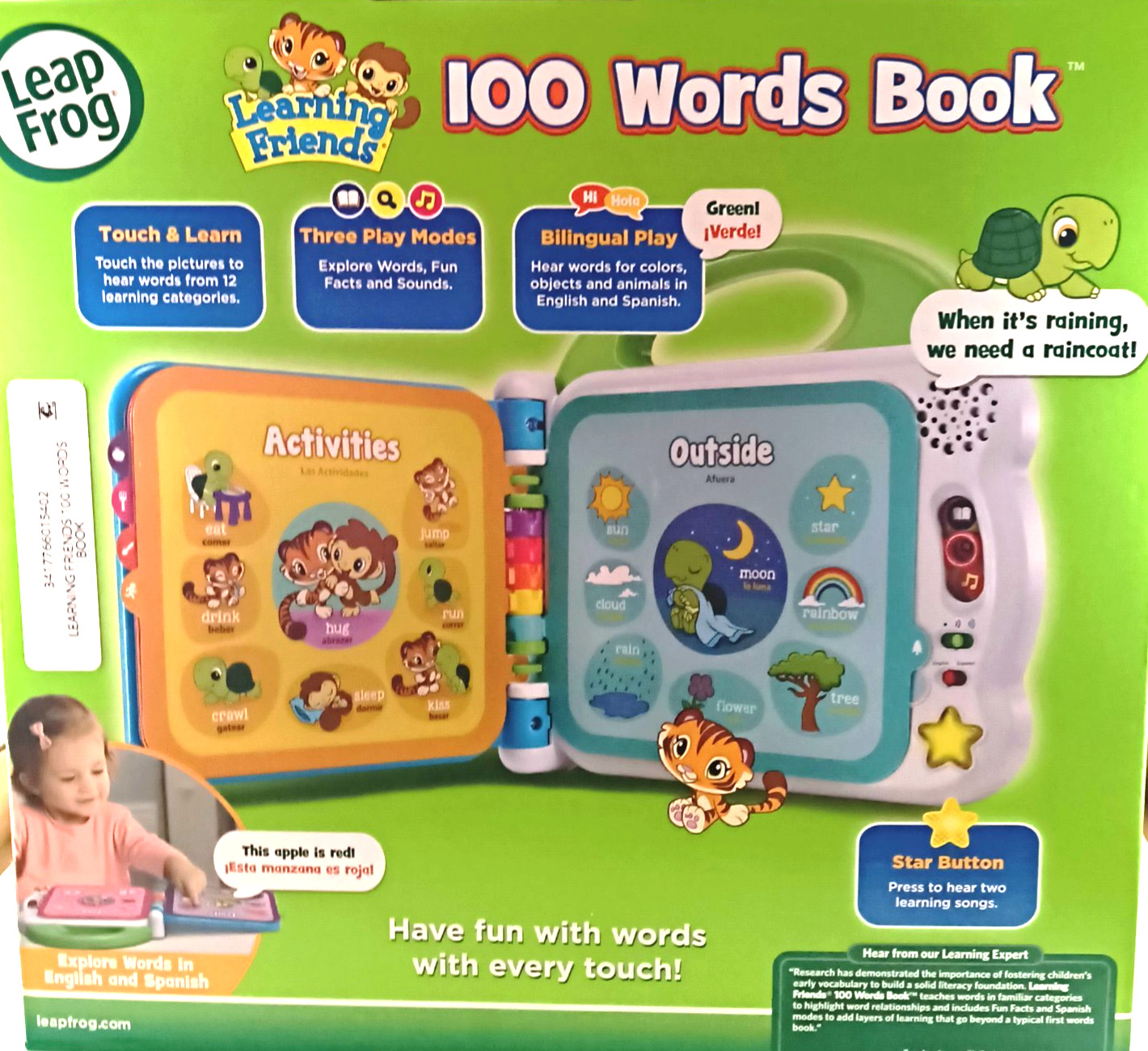 New Leap Frog Learning Friends 100 Words Book – Green/Blue Bilingual