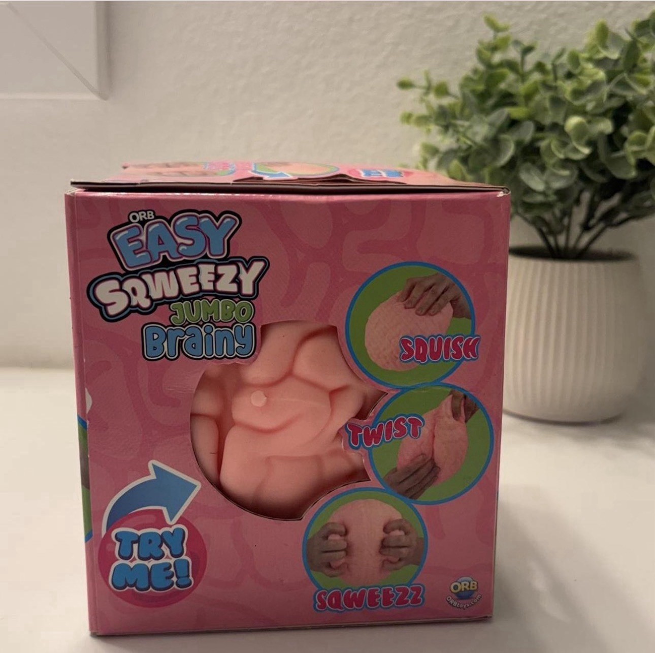 ORB Easy Squeezy Jumbo Brainy Extra Soft Slow Rise Squeeze Toy, Pink, Ages 3-4Y