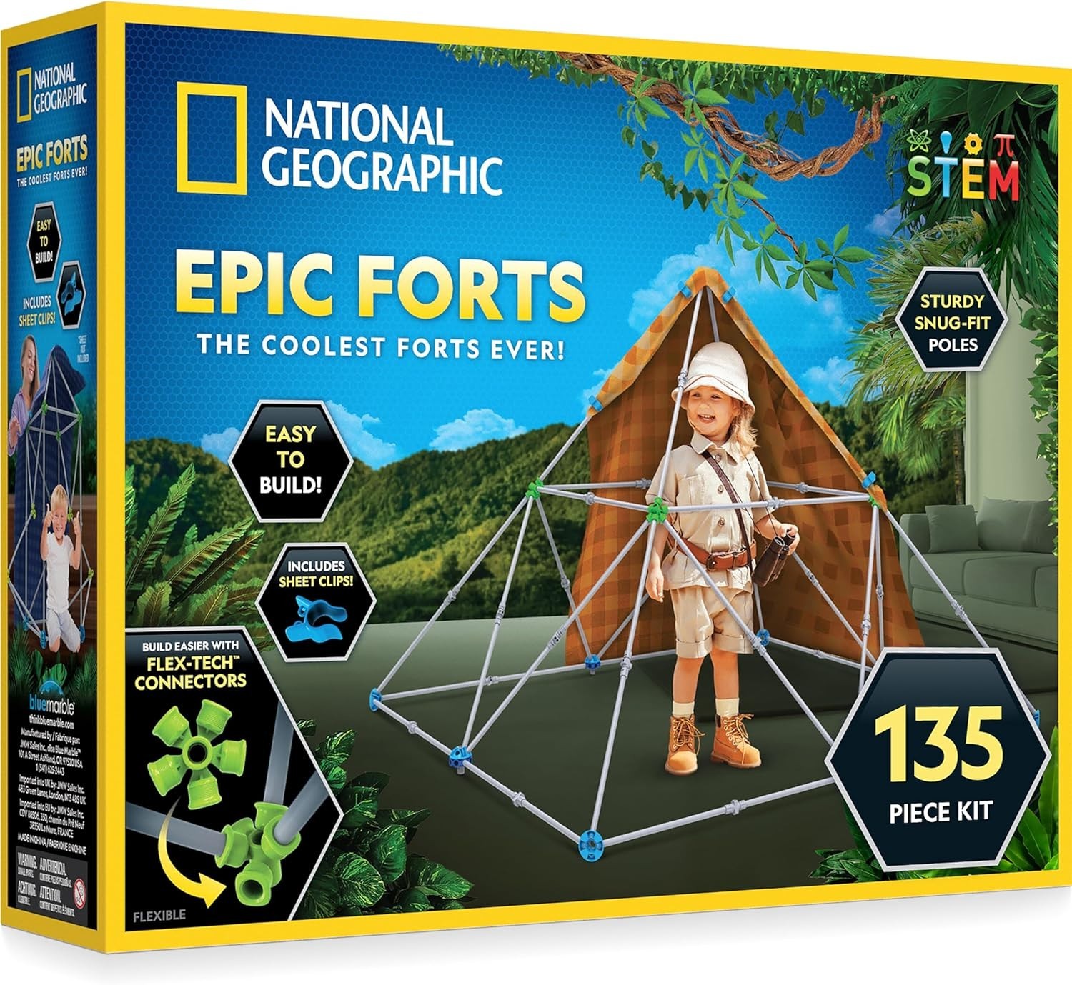 NATIONAL GEOGRAPHIC Kids Fort Building Kit – 135-Piece Indoor Fort … Fast Ship