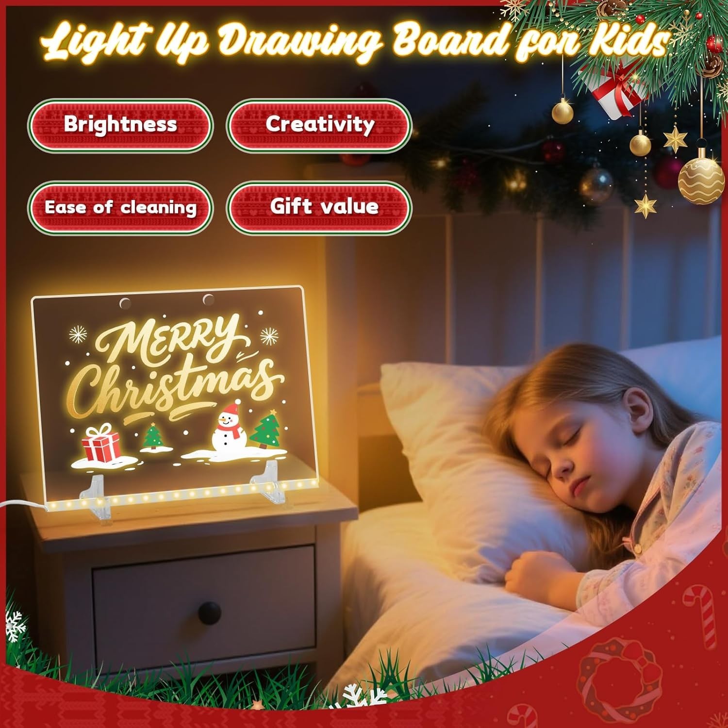 7 Color LED Light Up Acrylic Memo Board Erasable Neon Drawing Message Board Kit