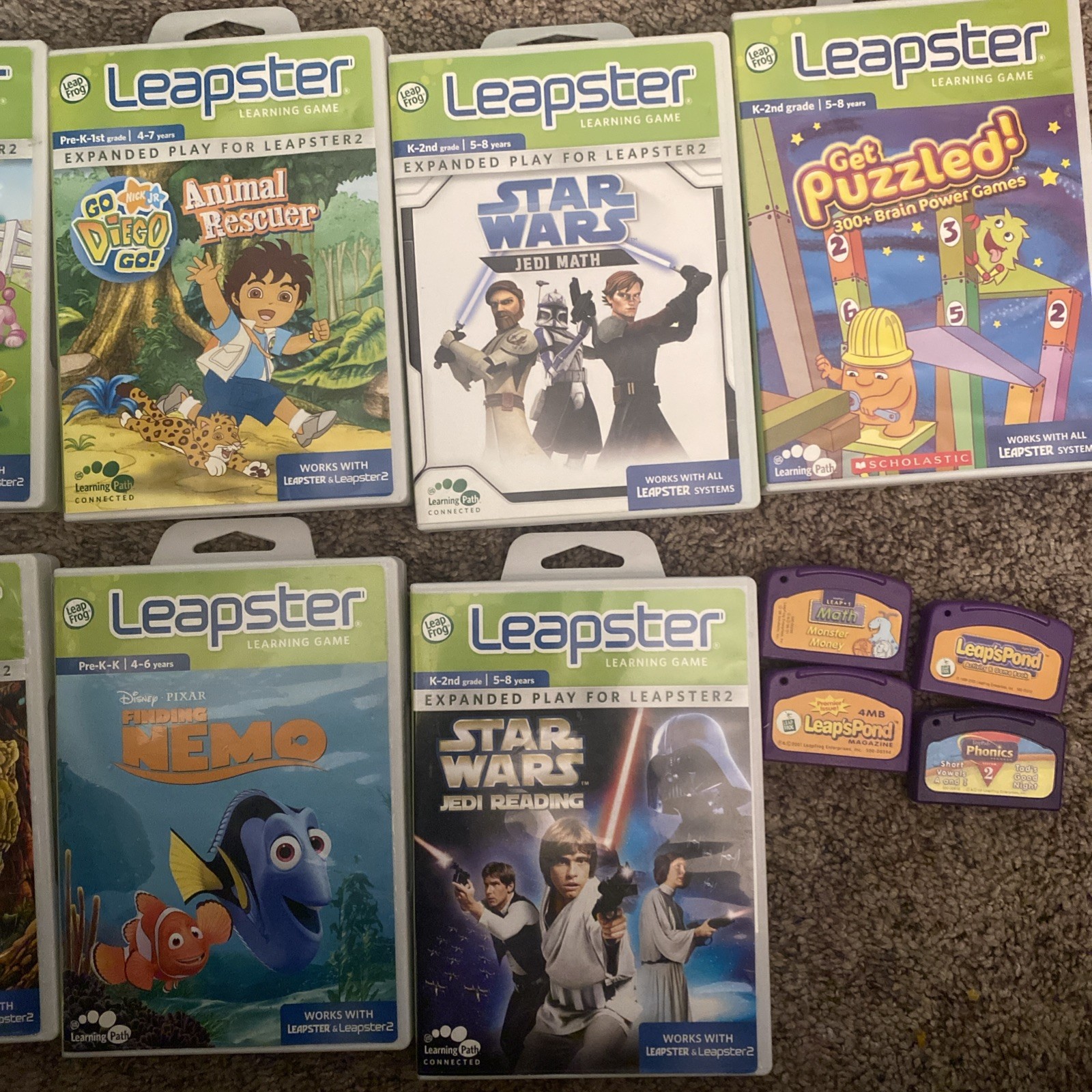 Leap Frog Leapster 2 Handheld Game, With 9 Games, Pre-Owned No Power Cord Works