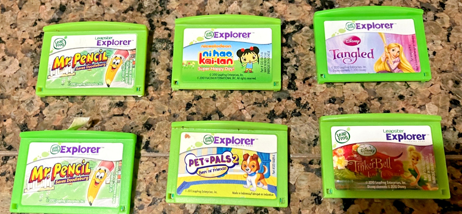 LeapFrog LeapPad Learning Tablet w/7 Cartridges & Case – Needs Power Cord