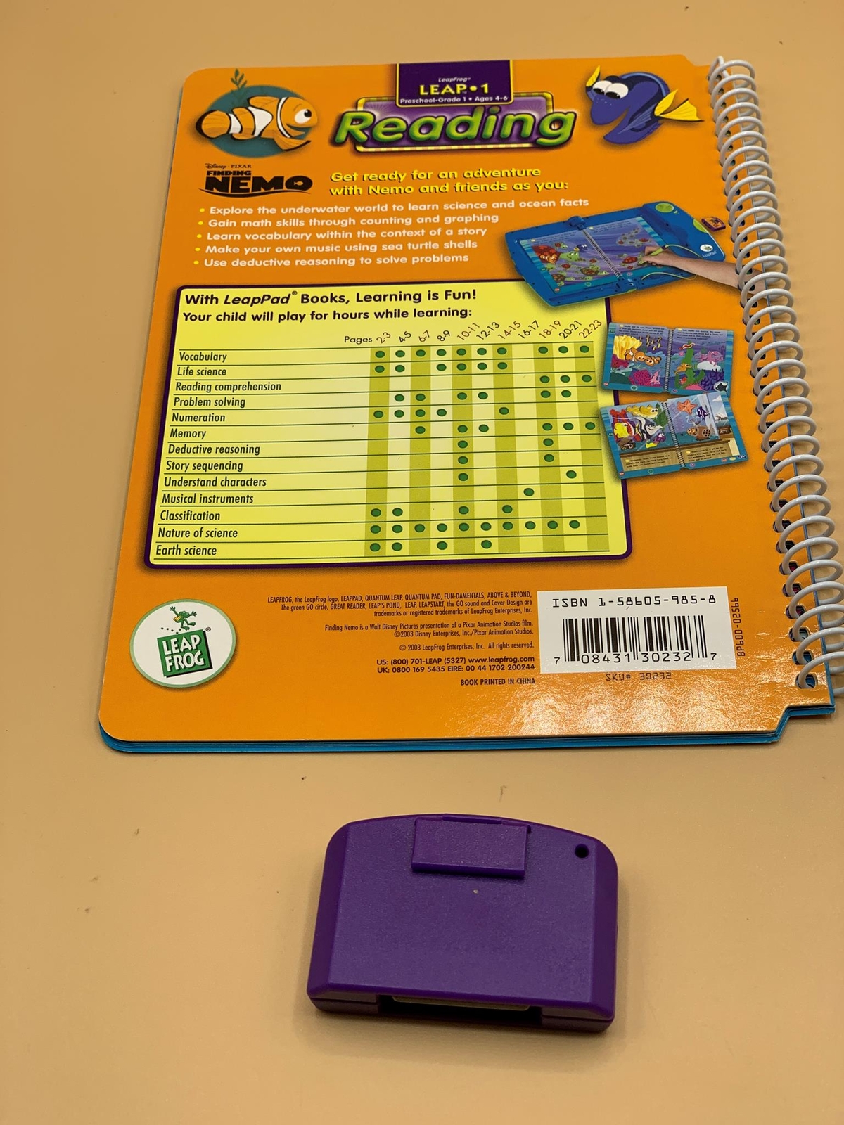 LeapFrog LeapPad Disney FINDING NEMO Book & Cartridge